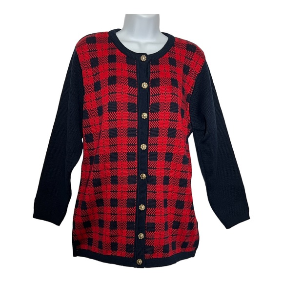 Vtg Edinburgh Scotland Cardigan Sweater Medium Wool Blend Heritage Christmas - Picture 6 of 10
